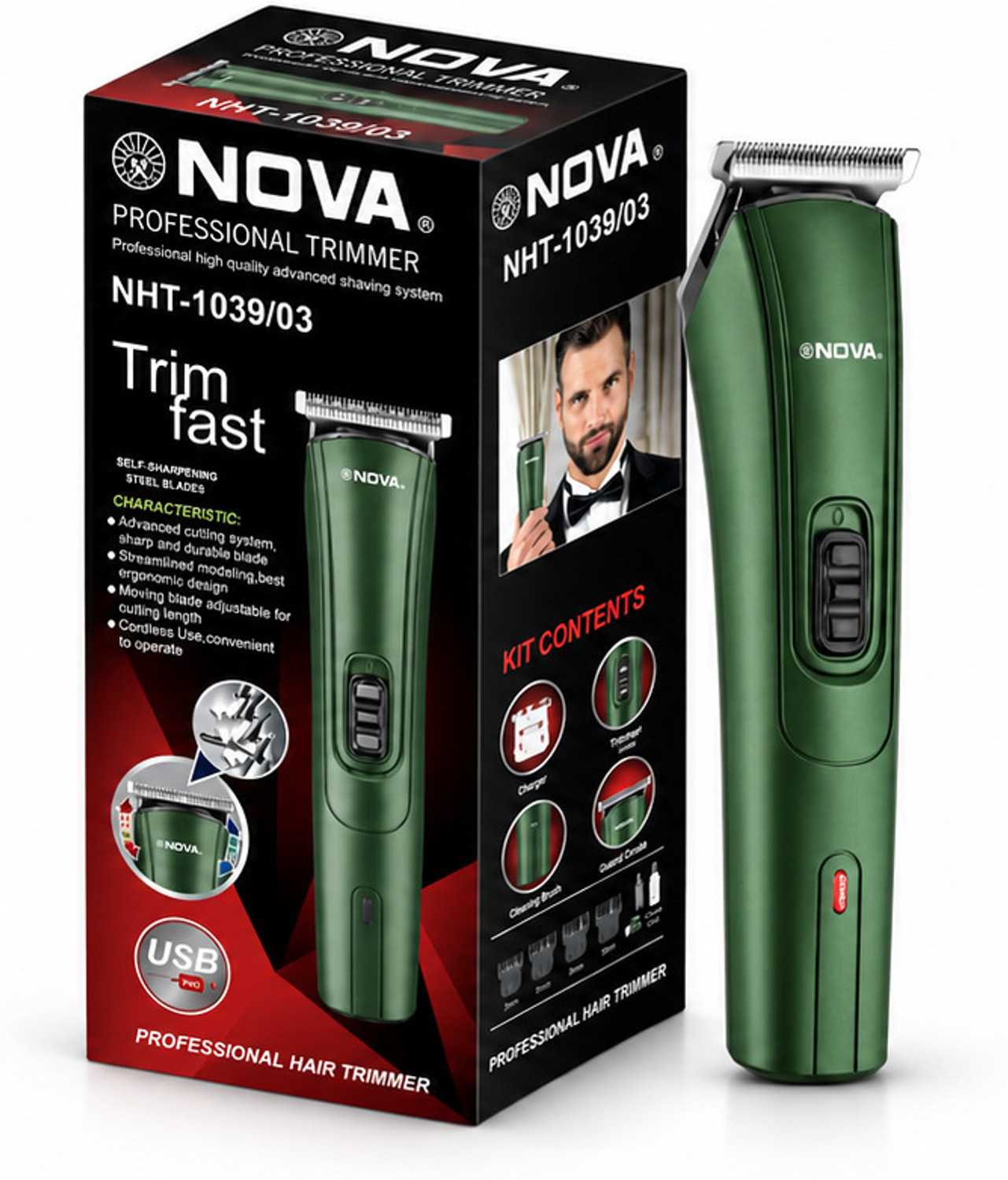 NOVA NHT 1039/03 USB Trimmer 45 min Runtime 5 Length Settings Price in India - Buy NOVA NHT 1039/03 USB Trimmer 45 min Runtime 5 Length Settings online at Flipkart.com