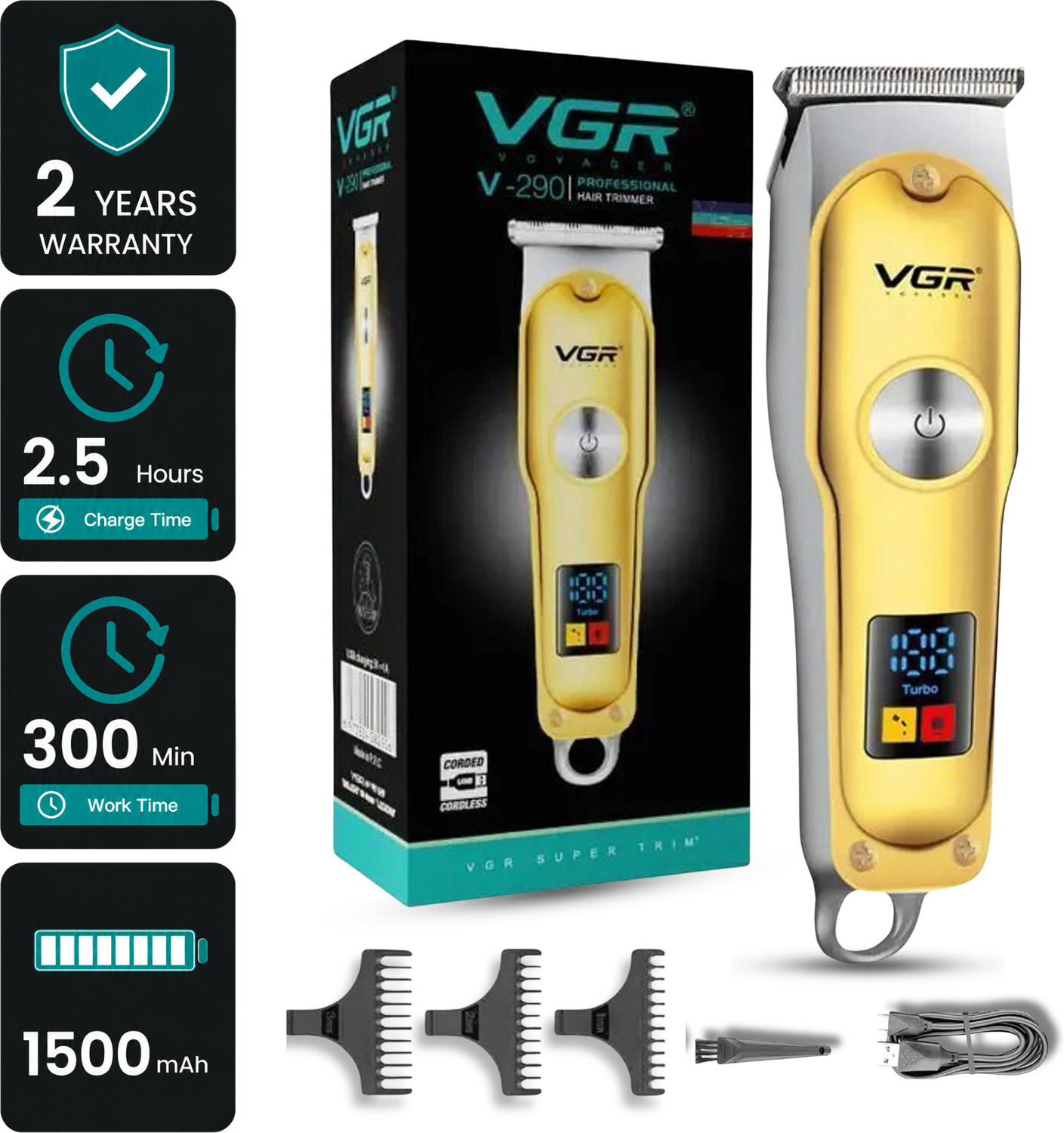 Image of KEMMIE inchKM inch 809A Trimmer 240 min Runtime 4 Length Settings (White)