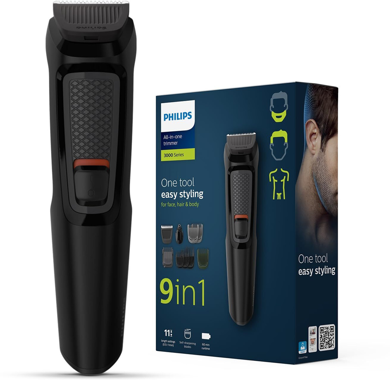 Image of PHILIPS Ultimate Precision | BeardSense Technology- Scans 125x /sec, adapts to density Fully Waterproof Grooming Kit 120 min Runtime 11 Length Settings (Silver)