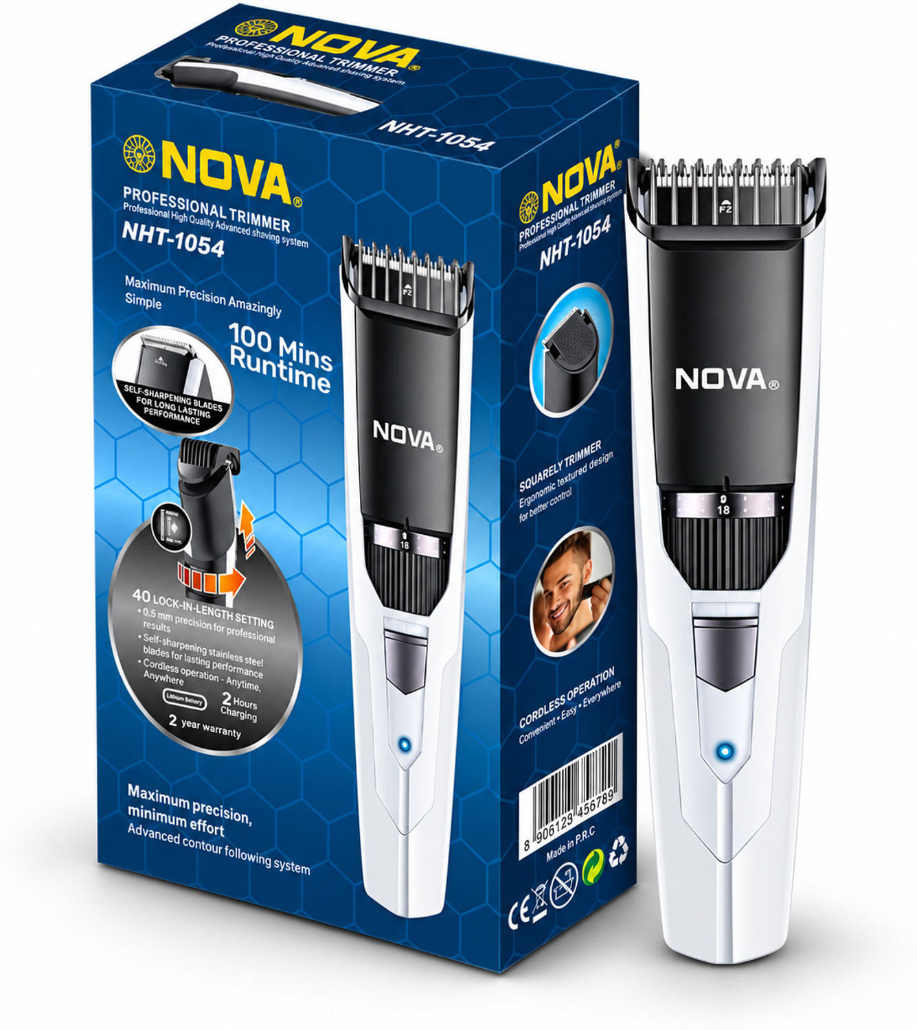 NOVA NHT 1054 Trimmer 100 min Runtime 40 Length Settings