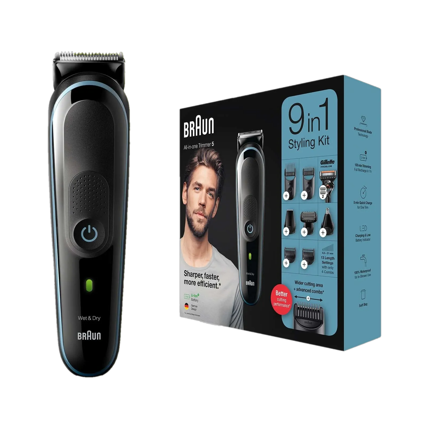 Image of Braun BT5240 Fully Waterproof Trimmer 100 min Runtime 39 Length Settings (Black)