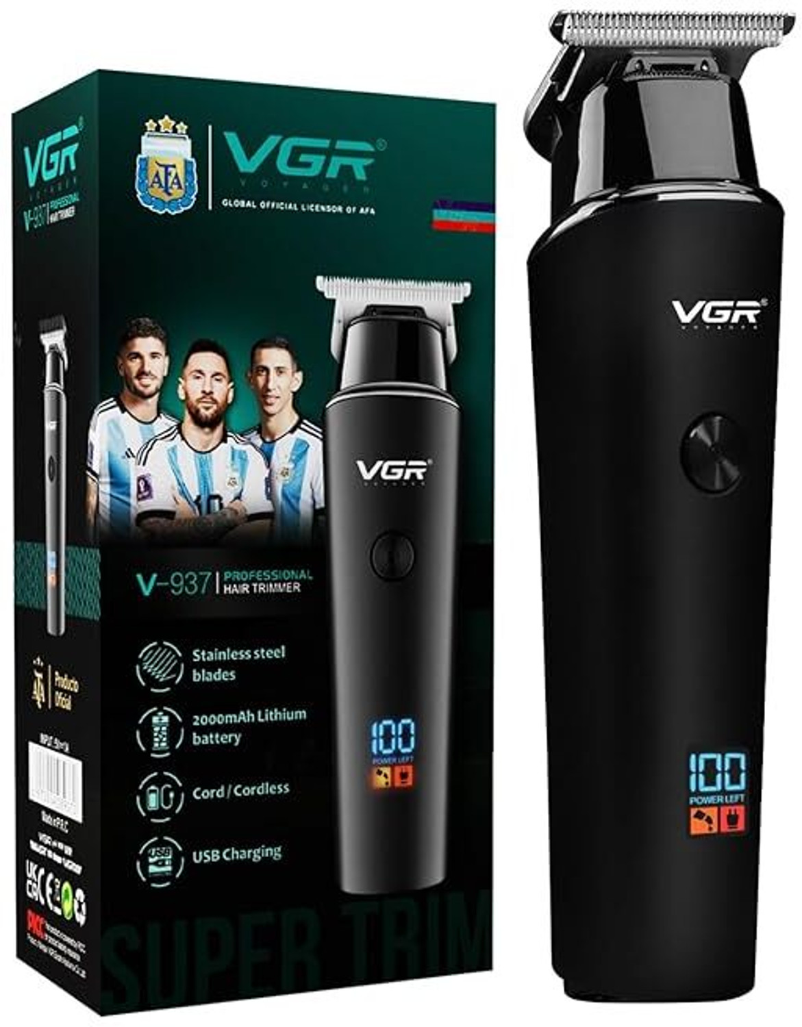 Image of VGR V-981. Fully Waterproof Trimmer 150 min Runtime 4 Length Settings (Yellow)