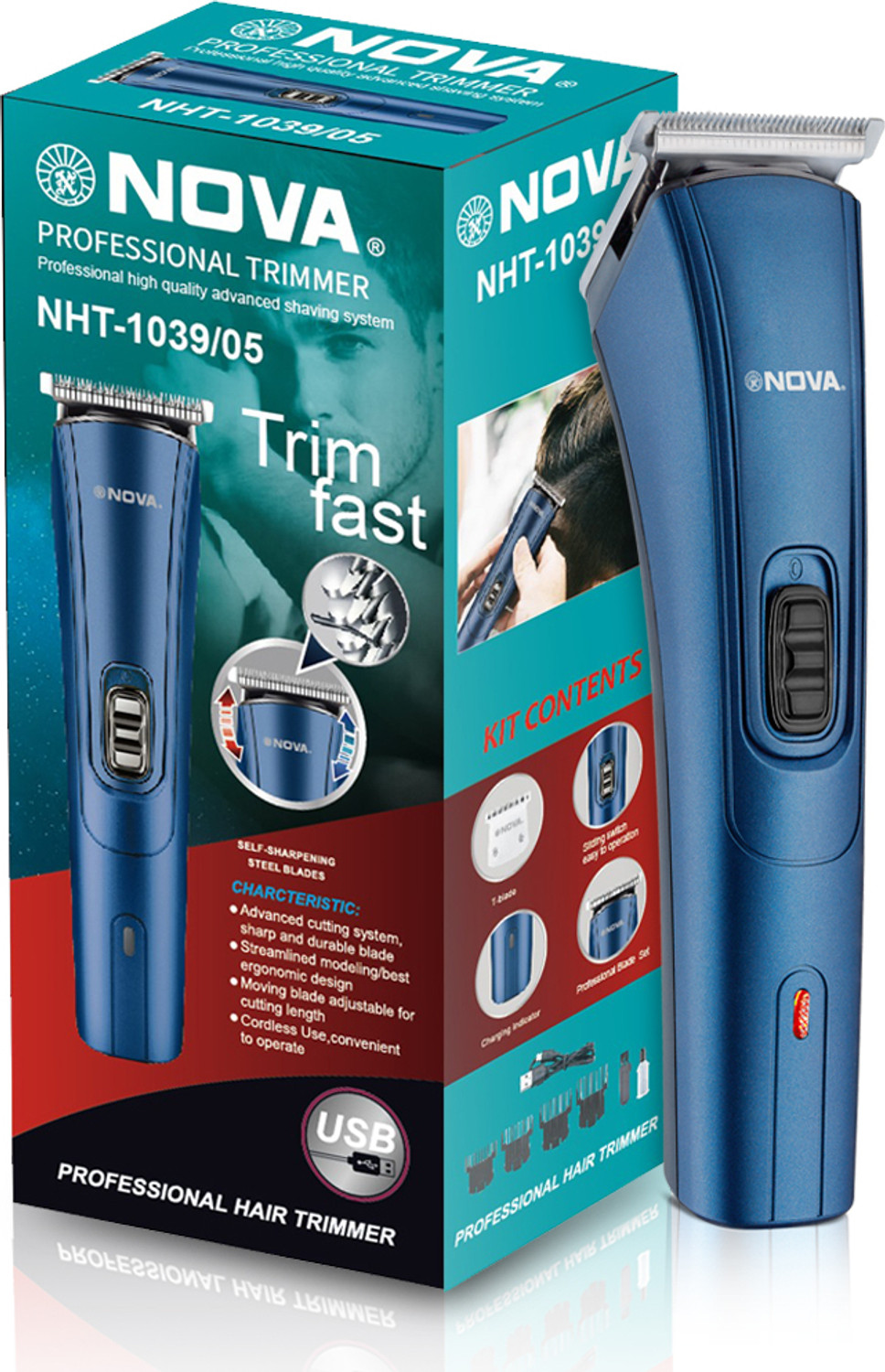 Image of NOVA NHT 1046 /010 Trimmer 30 min Runtime 3 Length Settings (Black)