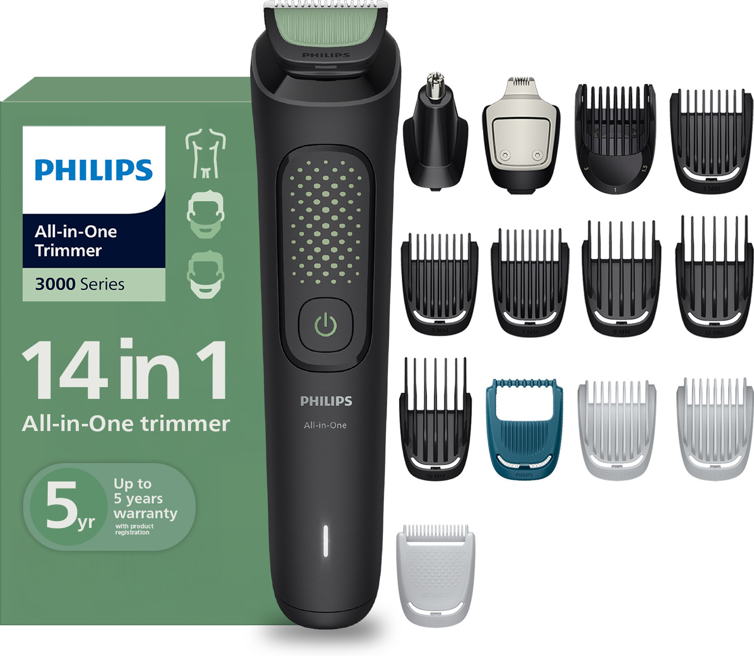 Image of PHILIPS MG7931 /65, 16-in-1 All in One Trimmer Men- Beard, Hair, Body, Nose & Intimate Trimmer 120 min Runtime 17 Length Settings (Grey)