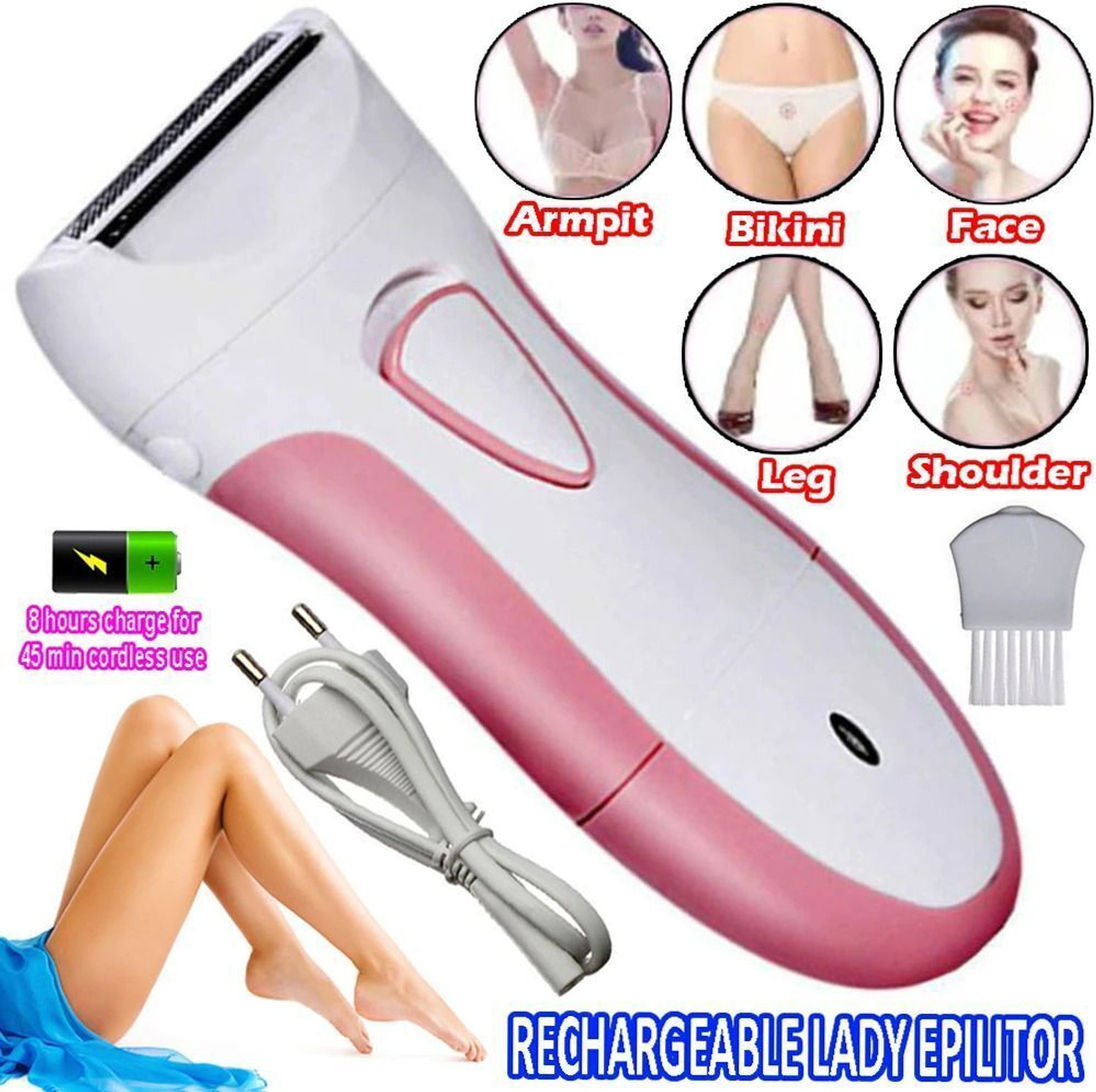 Image of Lunvix Bikini Trimmer for Women Electric Shaver for Face, Legs, Underarms & Pubic Hair Trimmer 60 min Runtime 0 Length Settings (Purple)