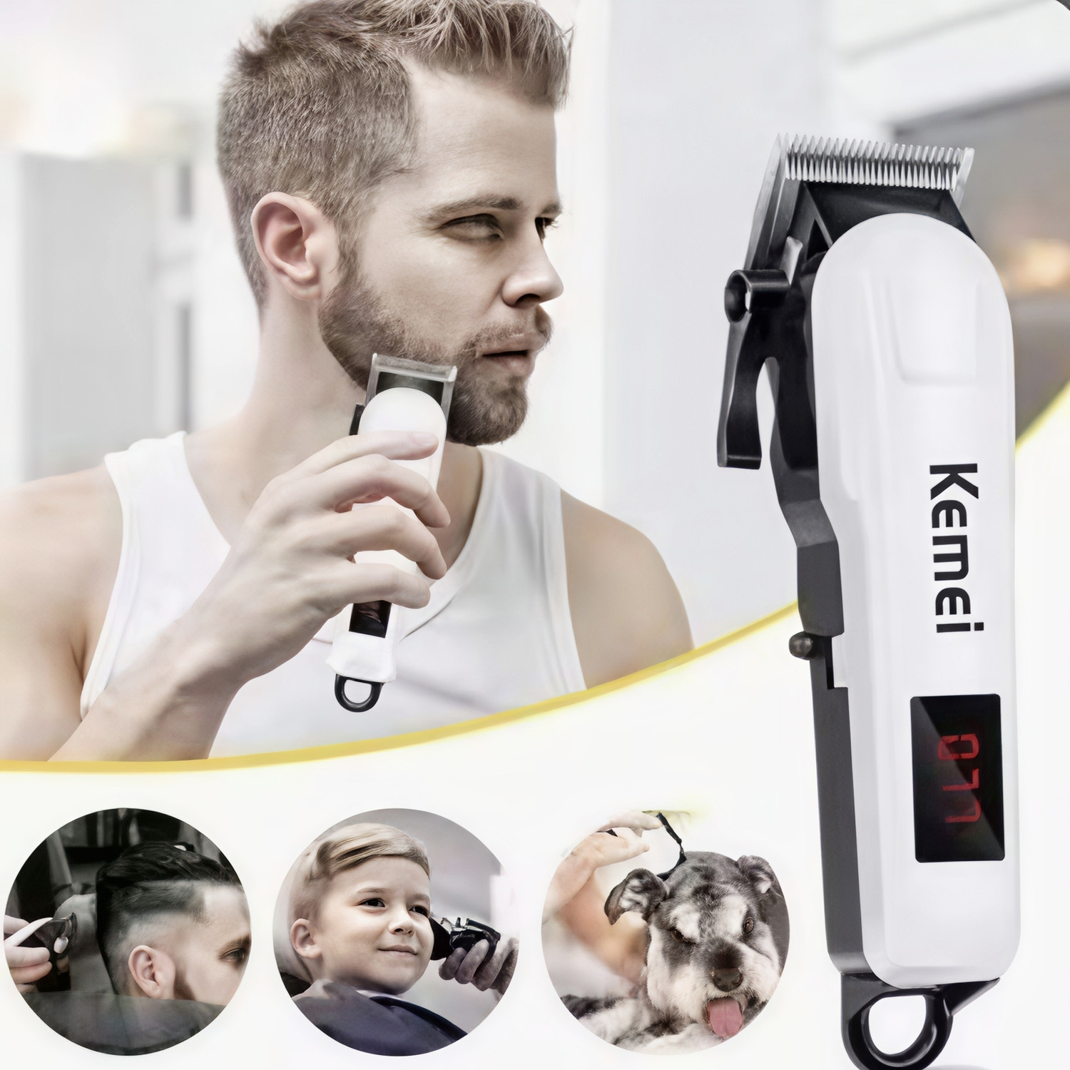 Image of KEMMIE inchKM inch 809A Trimmer 240 min Runtime 4 Length Settings (White)