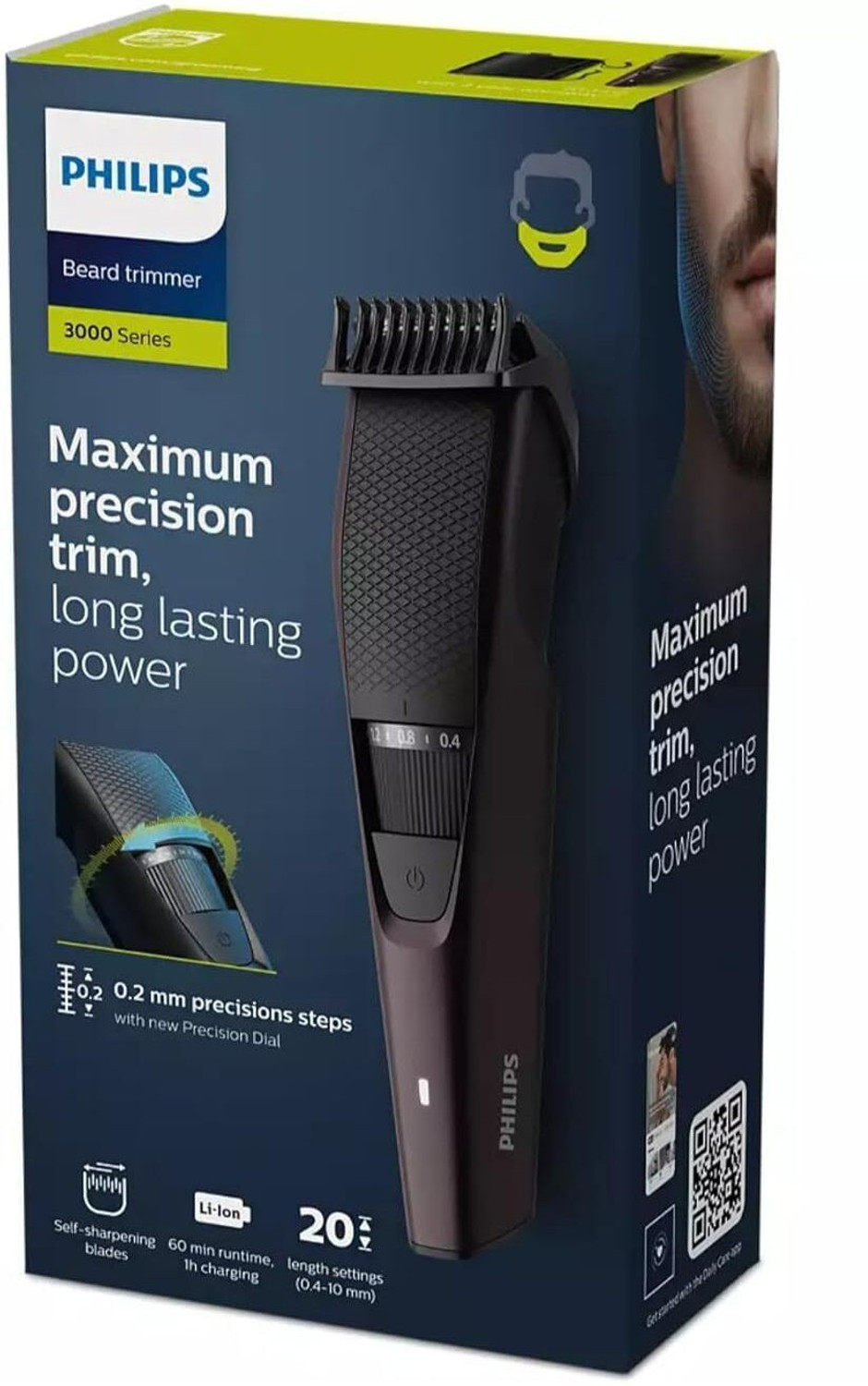 Image of PHILIPS BT3415 /15 MAROON Fully Waterproof Trimmer 3460 min Runtime 10 Length Settings (Maroon)