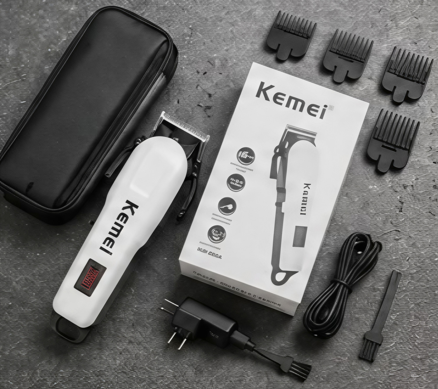 Image of Kemei km-4803 Heavy Duty Corded Hair Clippers for Barber Hair Trimmer Clippers Trimmer 0 min Runtime 4 Length Settings (White)