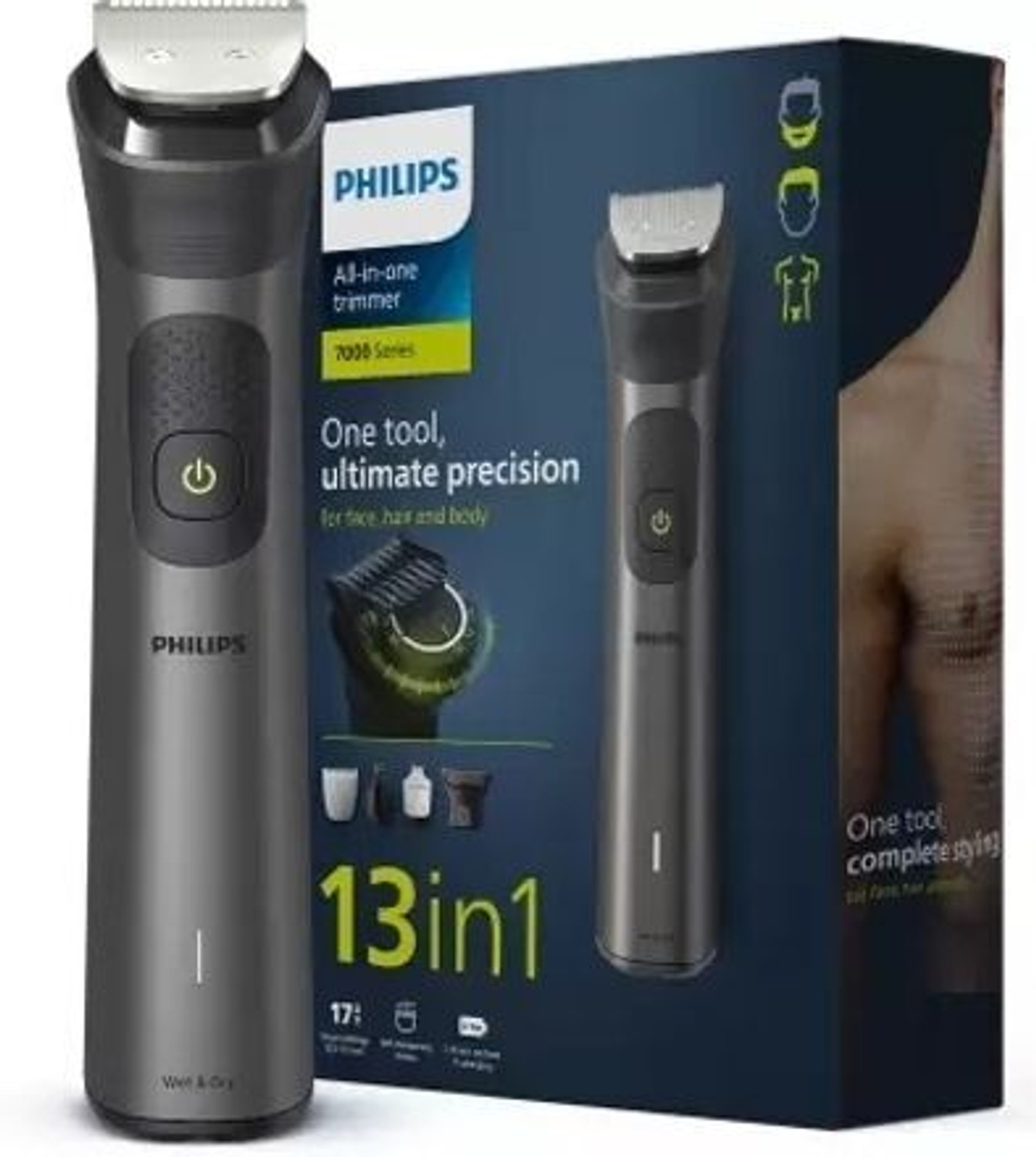 Image of PHILIPS Ultimate Precision | BeardSense Technology- Scans 125x /sec, adapts to density Fully Waterproof Grooming Kit 120 min Runtime 11 Length Settings (Silver)