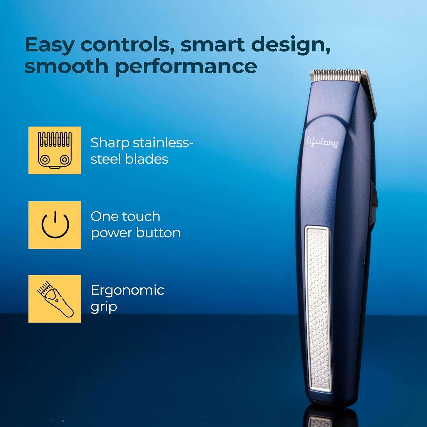Image of lifelive LLPCM101 Trimmer Men Beard Cordless Trimmers for Man All in One Best Fully Waterproof Trimmer 60 min Runtime 11 Length Settings (Blue)