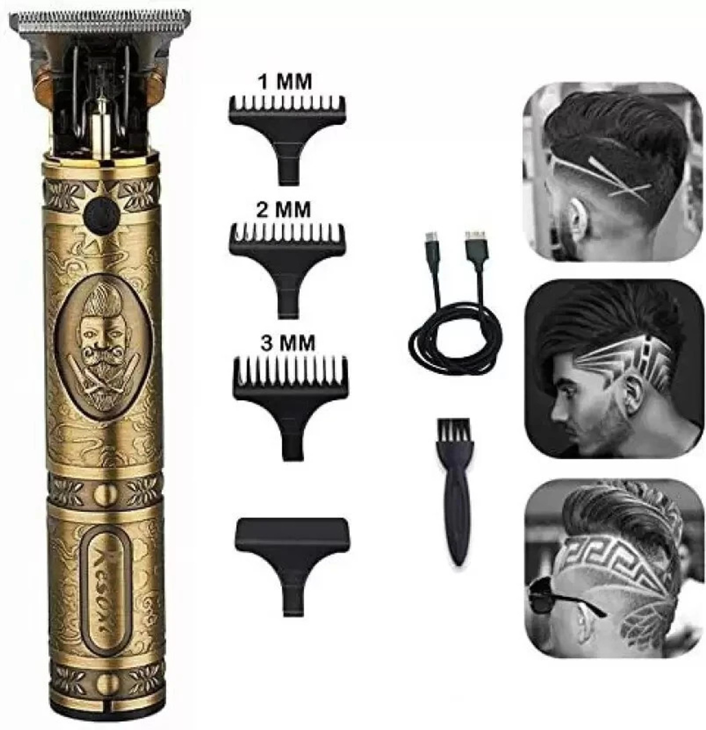 Image of Rocklight RL-C8013 PROFESSIONAL QUALITY Corded Grooming Kit (Gold) Trimmer 45 min Runtime 4 Length Settings (Gold)