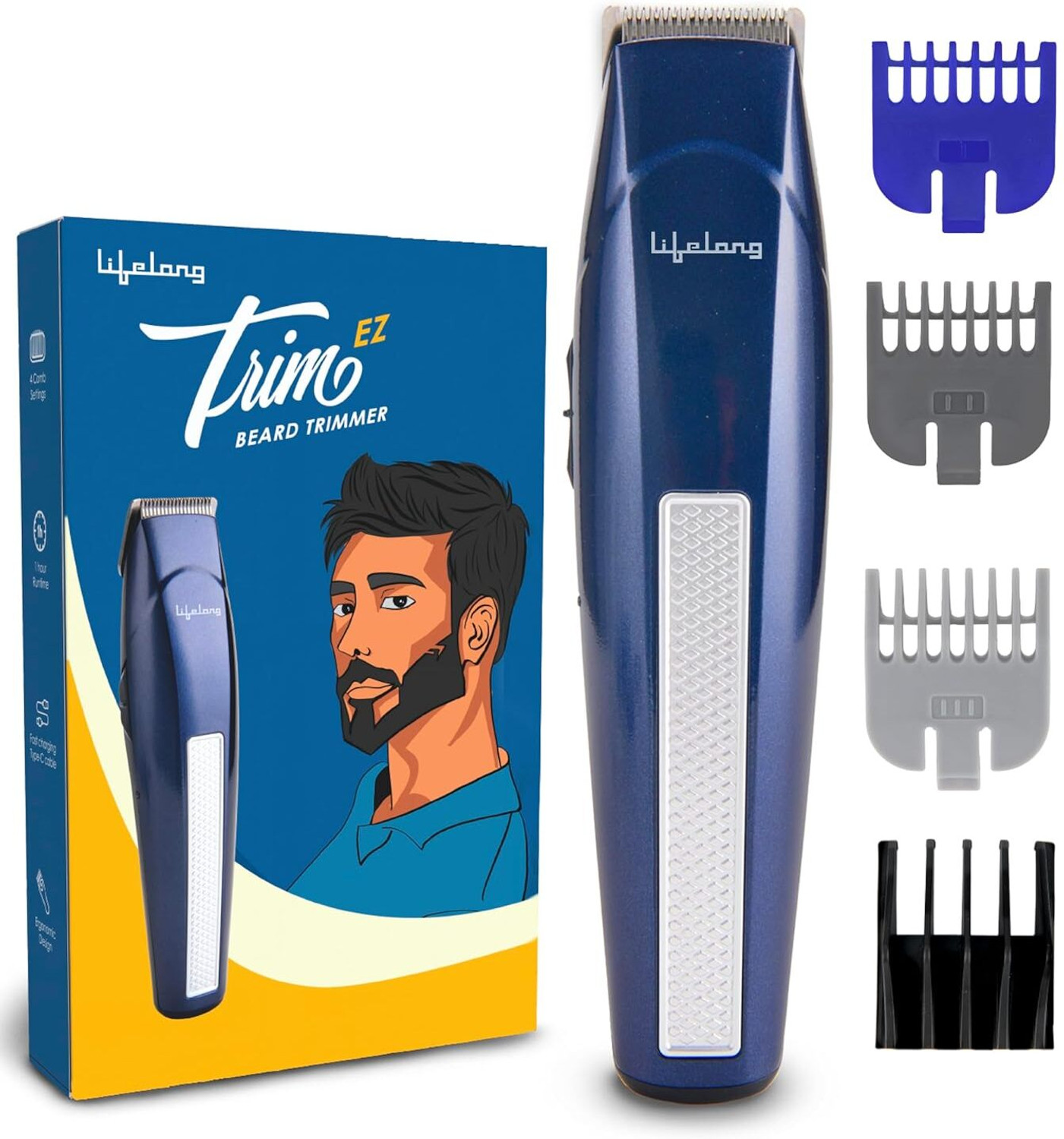 Image of lifelive LLPCM101 Trimmer Men Beard Cordless Trimmers for Man All in One Best Fully Waterproof Trimmer 60 min Runtime 11 Length Settings (Blue)