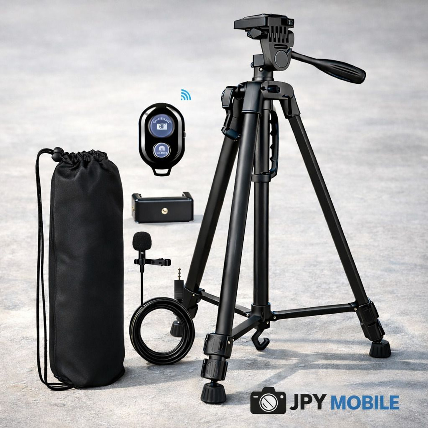 Image of SKYCELL Aluminum Tripod (55-Inch), with Mic, Shutter Button & all Mobile Holder Tripod, Tripod, Tripod Kit (Black, Supports Up to 5000 g)