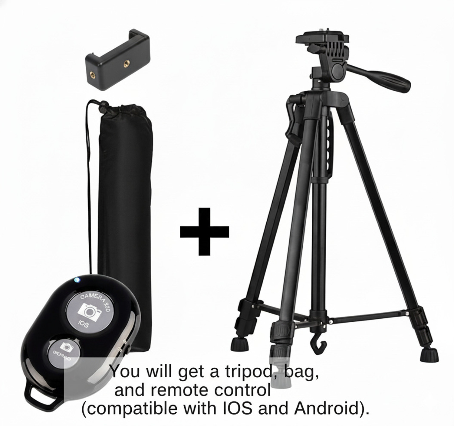 Image of SKYCELL Aluminum Tripod (55-Inch), with Mic, Shutter Button & all Mobile Holder Tripod, Tripod, Tripod Kit (Black, Supports Up to 5000 g)