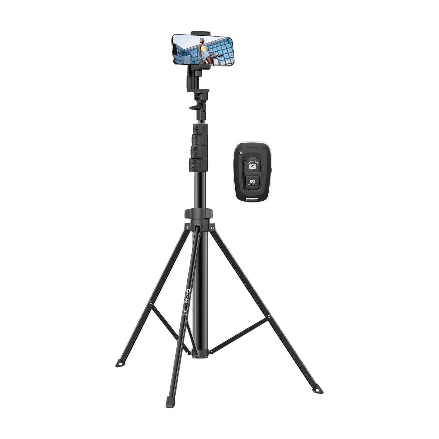 Image of Qortrix Tripod Stand for Mobile Phone and DSLR Camera for Best Video Recording Tripod (Black, Supports Up to 5000 g)