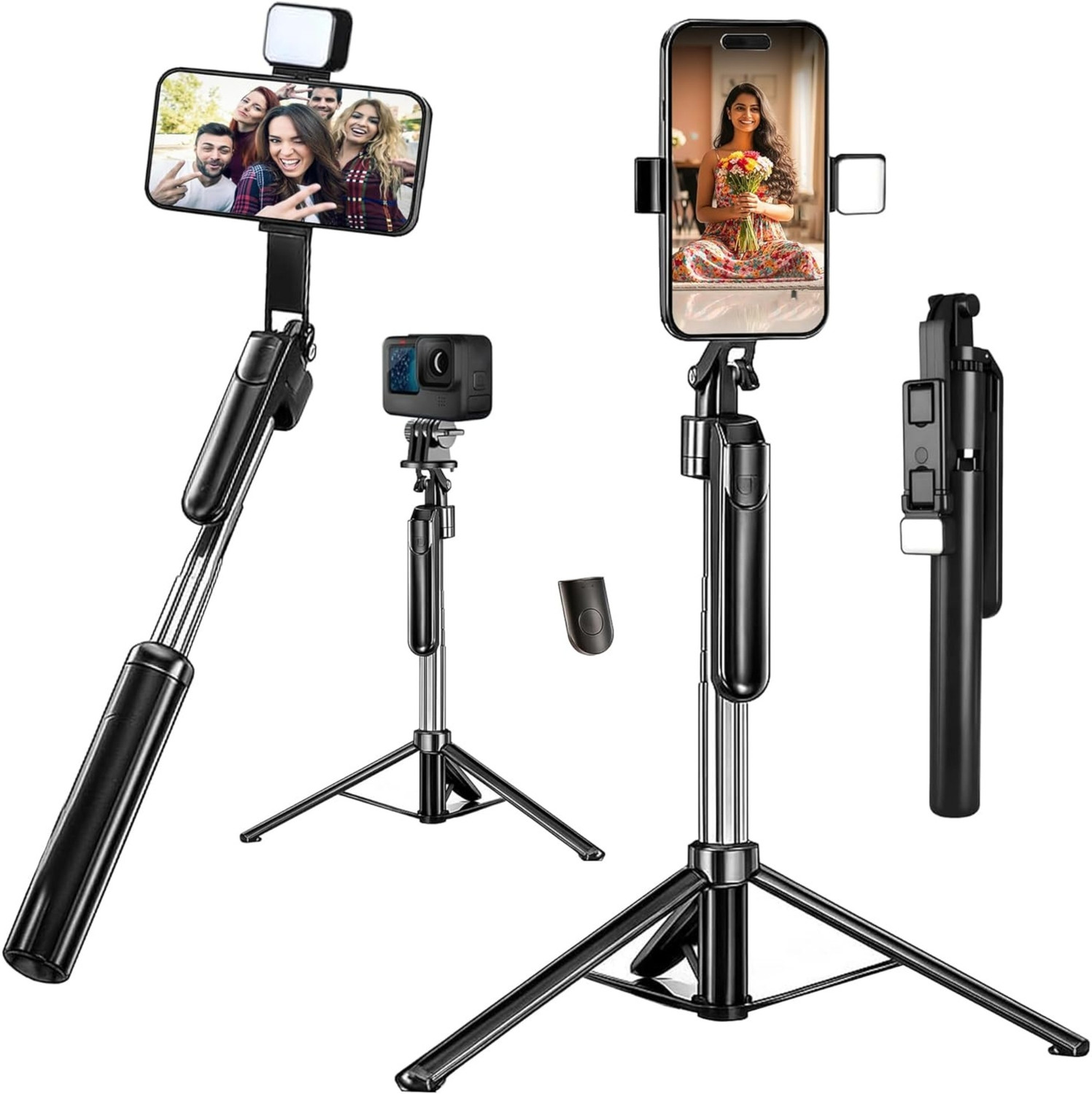 Image of Infinite Digital Selfie Stick with Tripod Stand, Bluetooth Extendable Tripod for Mobile Phone C16 Tripod (BLACK,WHITE,PINK, Supports Up to 506 g)