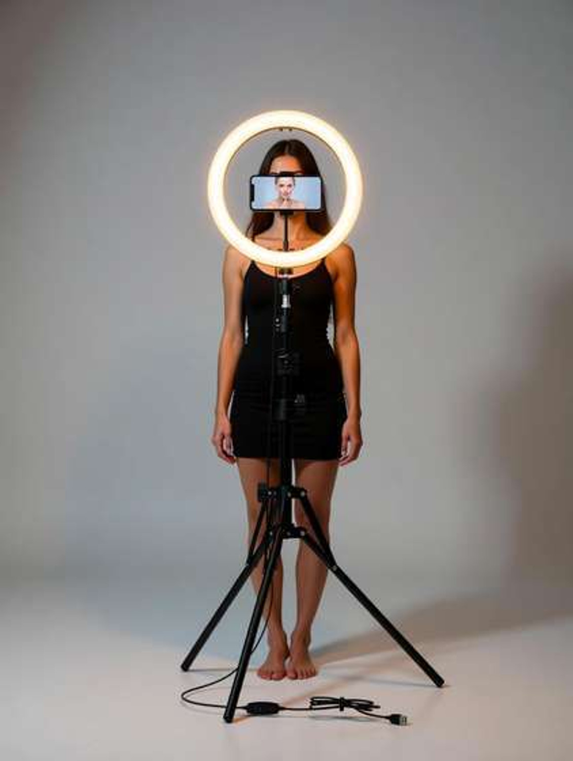 Image of shopbucket 14 Inch LED Ring Light 7 Ft Tripod Stand 3 Mode for Creator Setup Ring Flash (White)