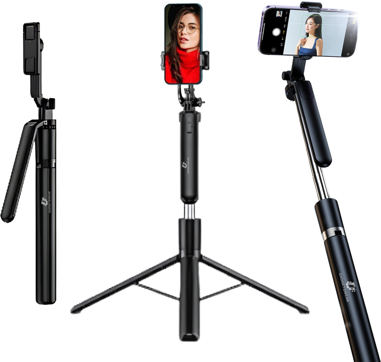 Image of Qortrix Tripod Stand for Mobile Phone and DSLR Camera for Best Video Recording Tripod (Black, Supports Up to 5000 g)