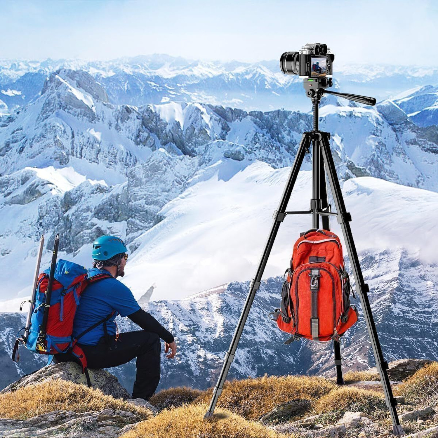 Image of Qortrix Tripod Stand for Mobile Phone and DSLR Camera for Best Video Recording Tripod (Black, Supports Up to 5000 g)