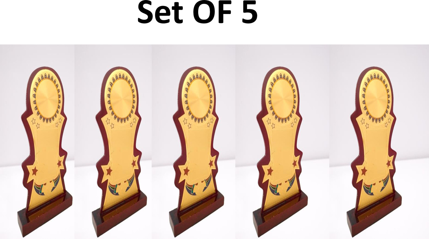 Image of Afiya International Wooden Momento Two Star 8.50 INCH OR 21.60 CM Size (Pack Of 5 )Pcs Trophy Trophy (8.50 INCH)