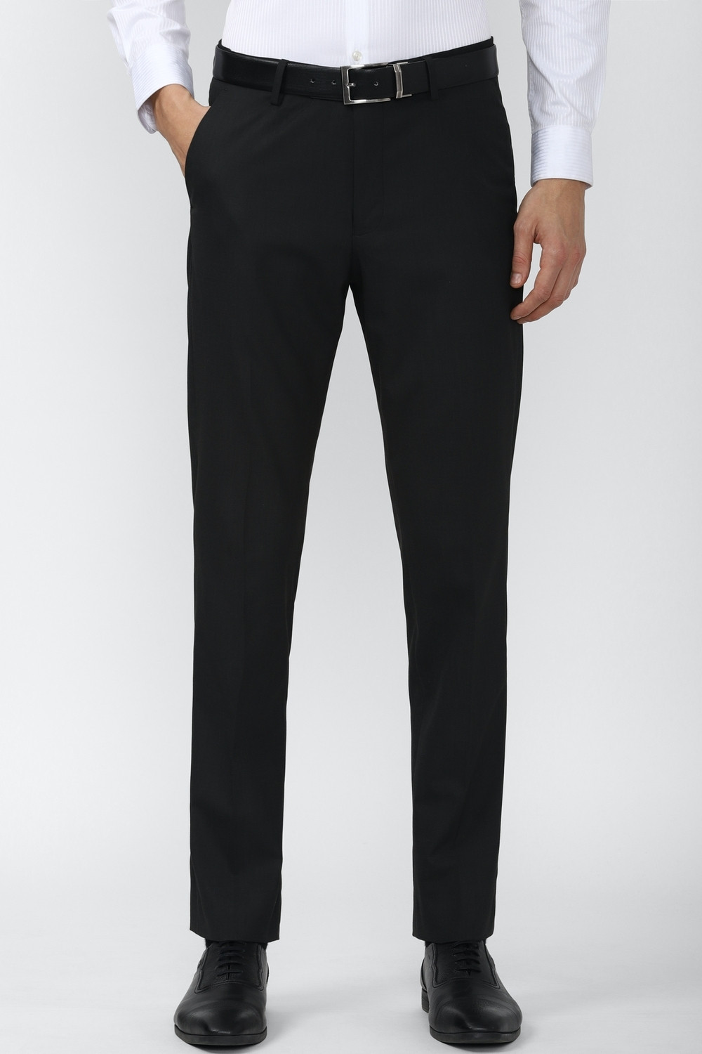 Image of PETER ENGLAND Men Slim Fit Black Viscose Rayon Trousers