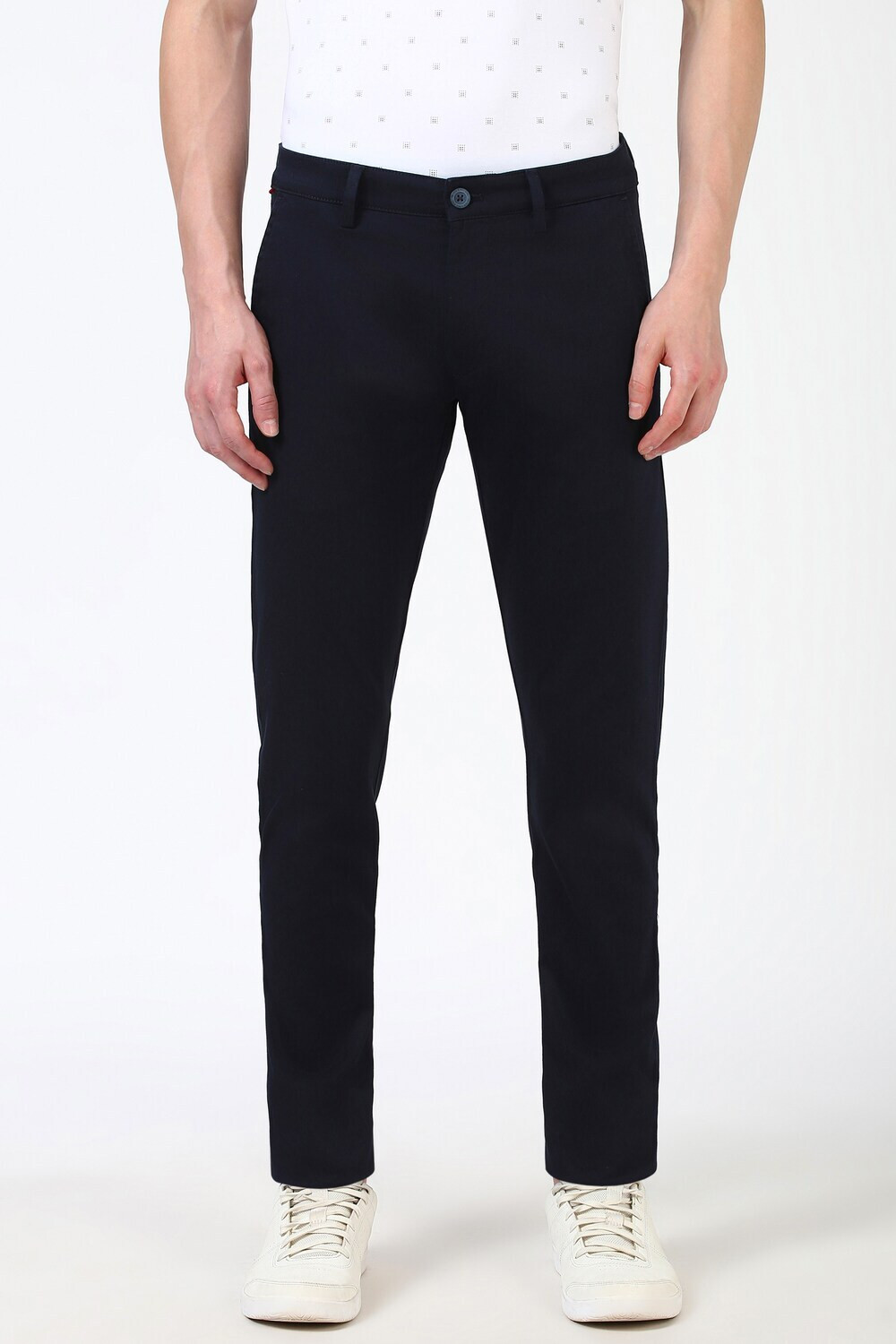Image of MONTE CARLO Men Slim Fit Grey Cotton Blend Trousers