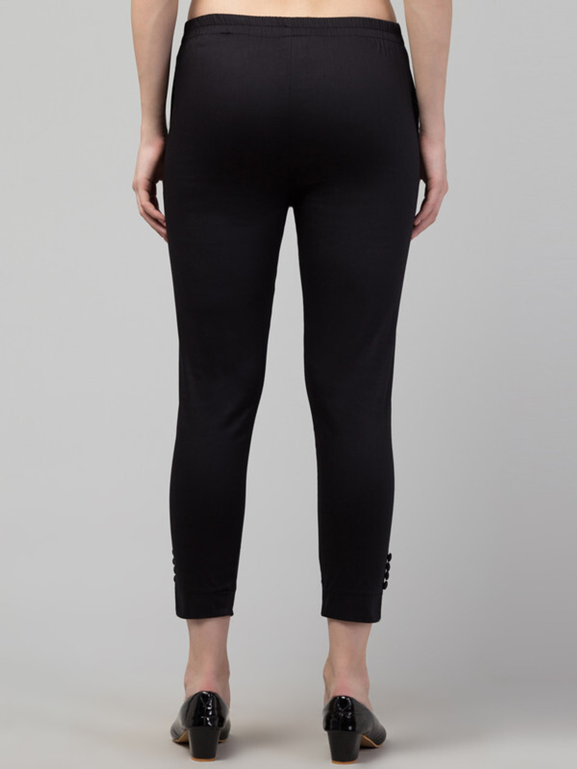 Image of Riya Collections Women Regular Fit Black Cotton Blend Trousers