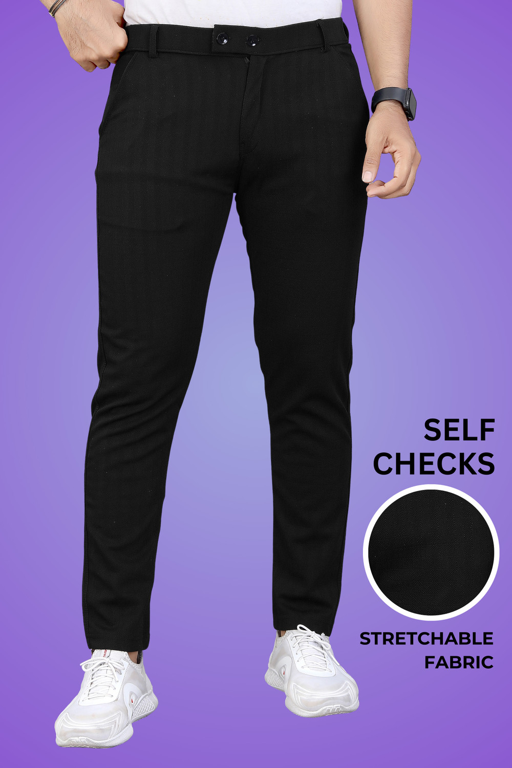 Image of AKTHREADSS Men Relaxed White Cotton Blend Trousers
