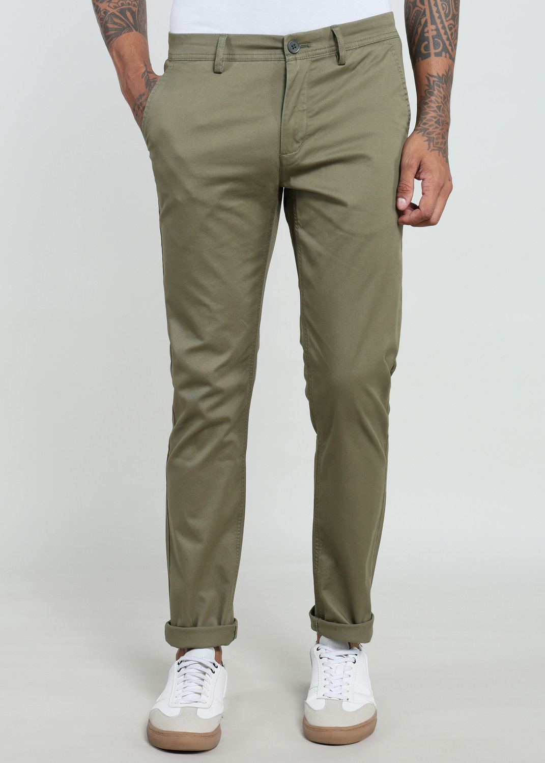PETER ENGLAND Relaxed Men Green Trousers