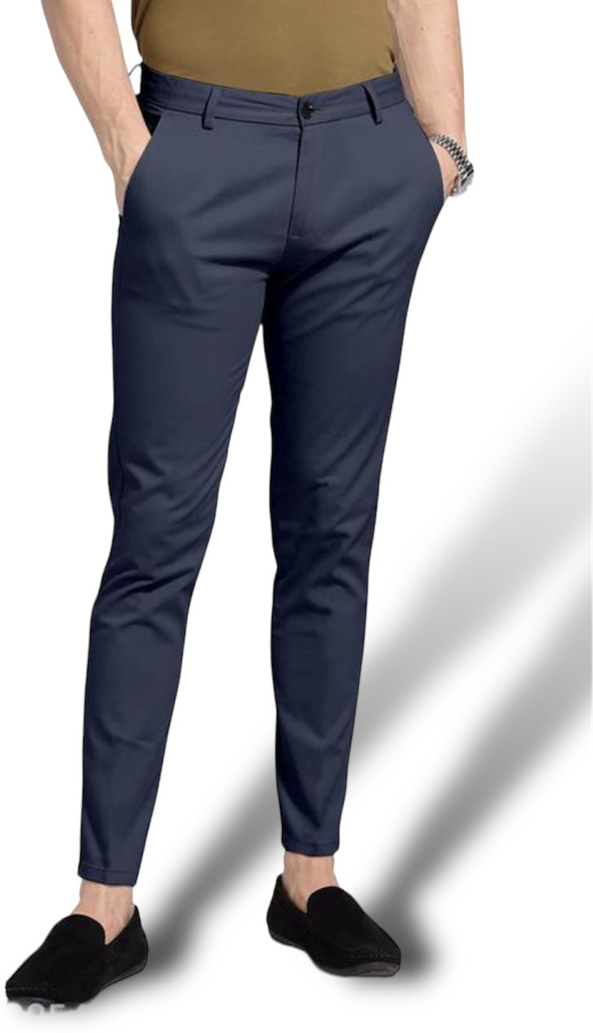 Image of Roadster Men Relaxed Multicolor Cotton Blend Trousers