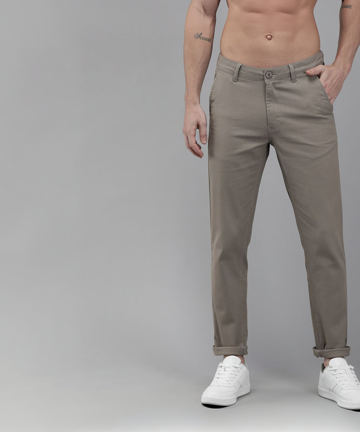 Image of Roadster Pack of 3 Men Regular Fit Multicolor Cotton Blend Trousers