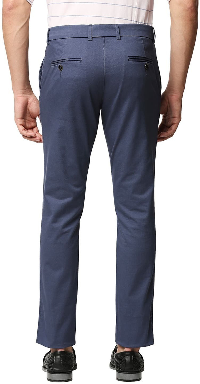 Image of THOMAS SCOTT Men Regular Fit Blue Cotton Blend Trousers