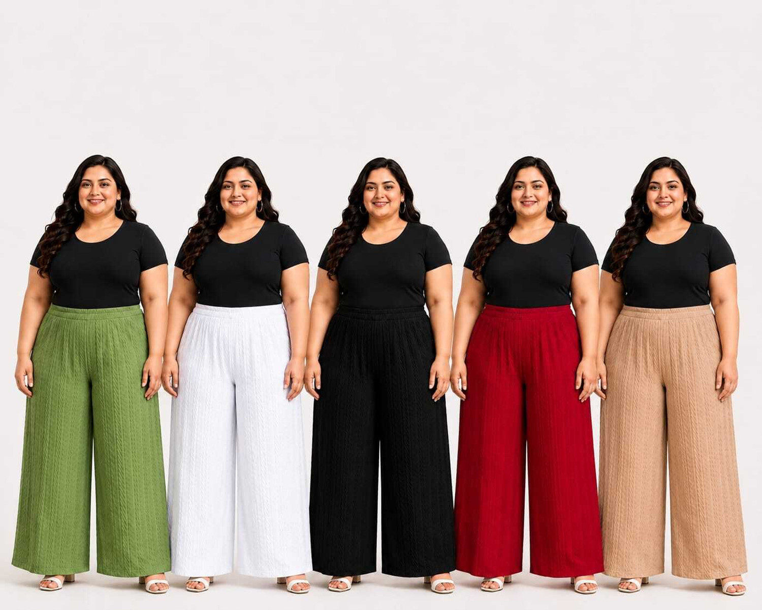 AHFABRICS 5-Pack Women Flared Multicolor Trousers - Image 1