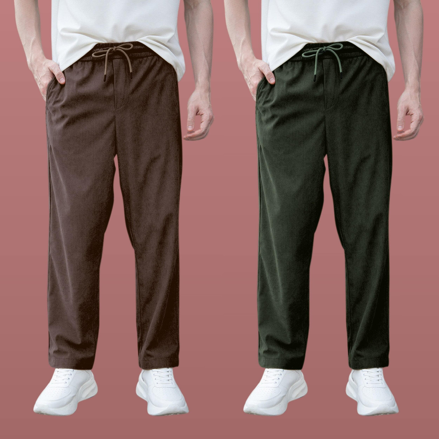 Image of AKTHREADSS Men Relaxed White Cotton Blend Trousers
