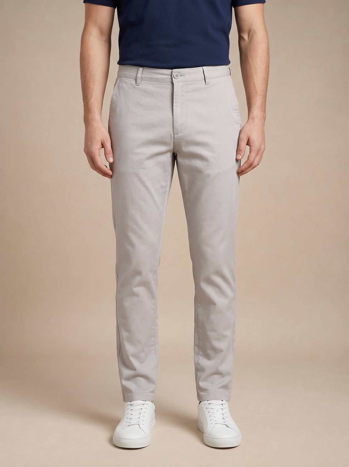 Image of THOMAS SCOTT Men Regular Fit Blue Cotton Blend Trousers