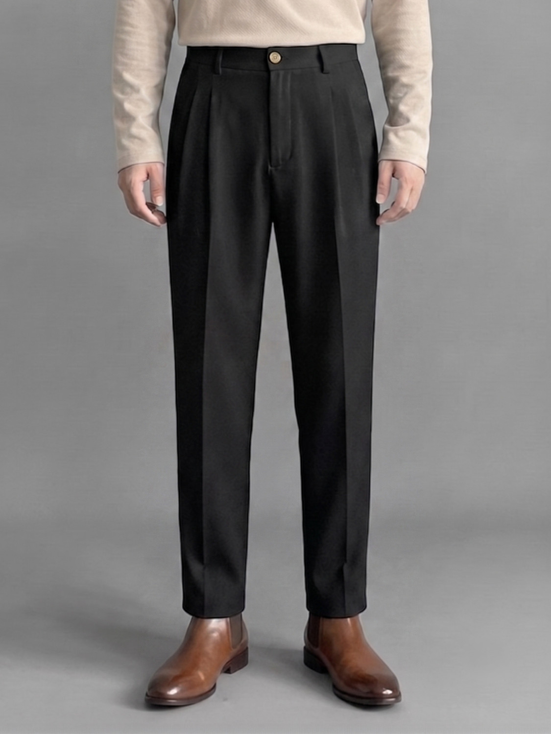 SRTREADERS Men Black Lycra Blend Trousers - Image 1