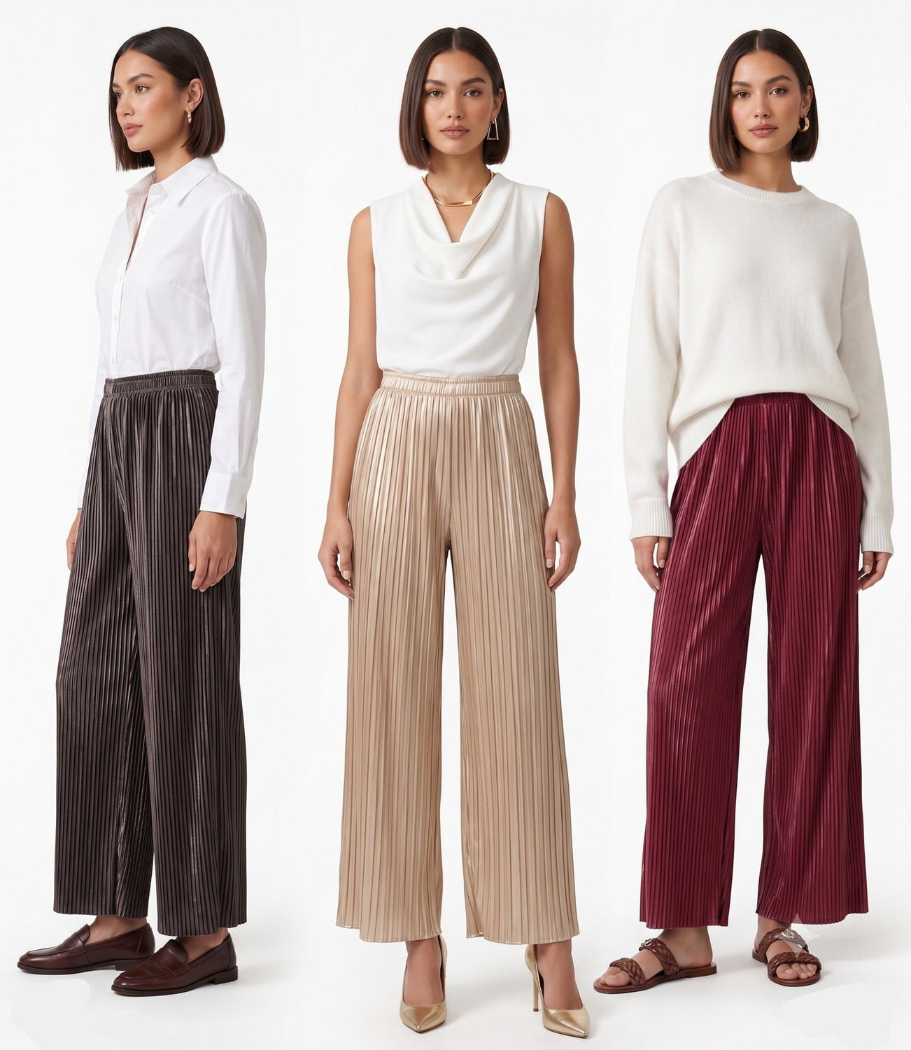 Image of Silver Creation Pack of 5 Women Relaxed Multicolor Lycra Blend Trousers
