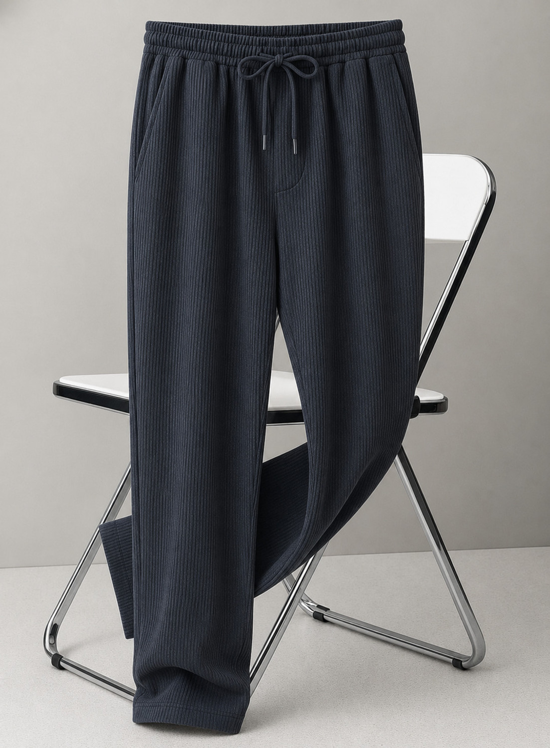 Image of lapataclub Men Relaxed Grey Lycra Blend Trousers