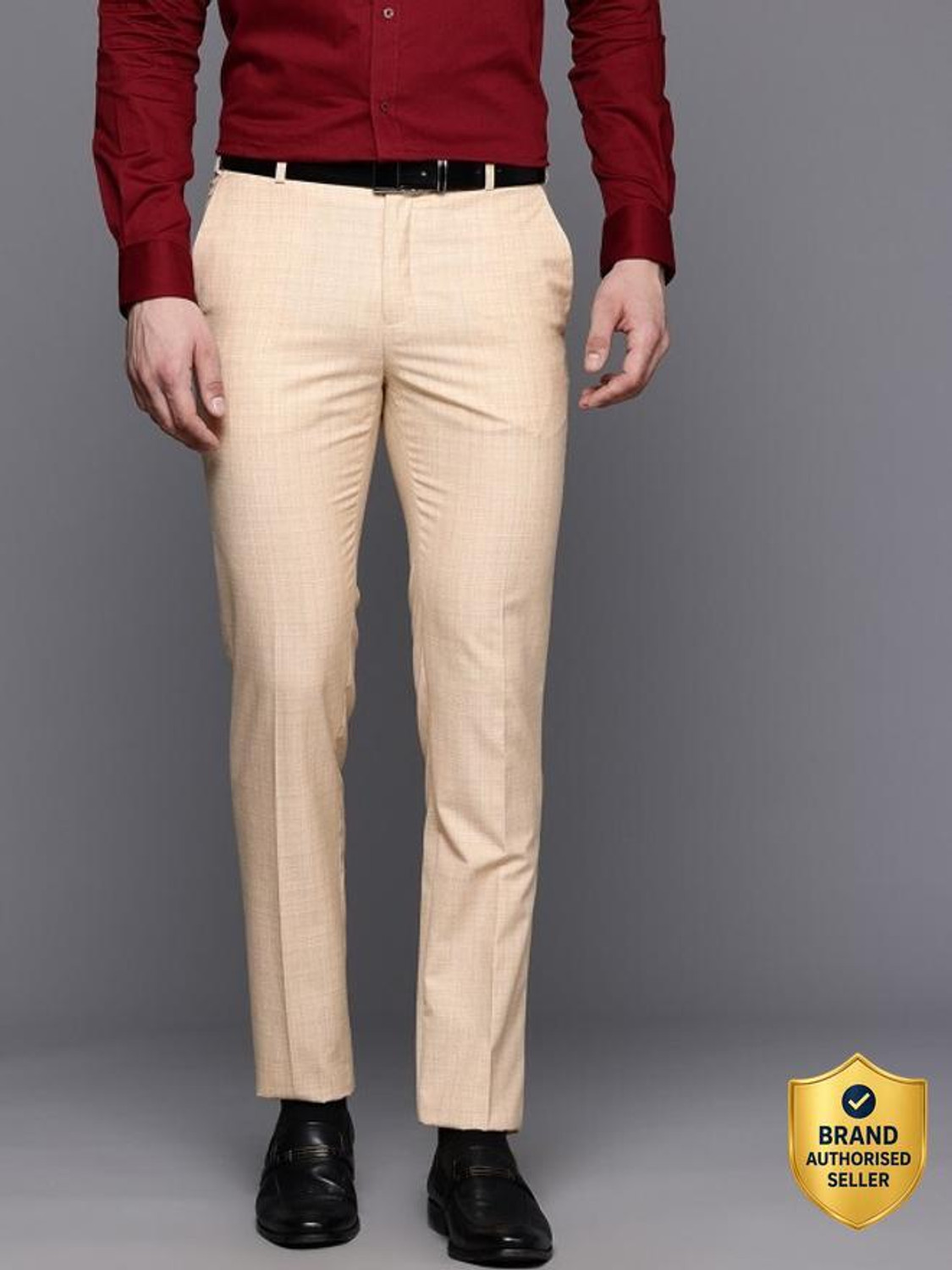 Image of Raymond Men Slim Fit Green Viscose Rayon Trousers
