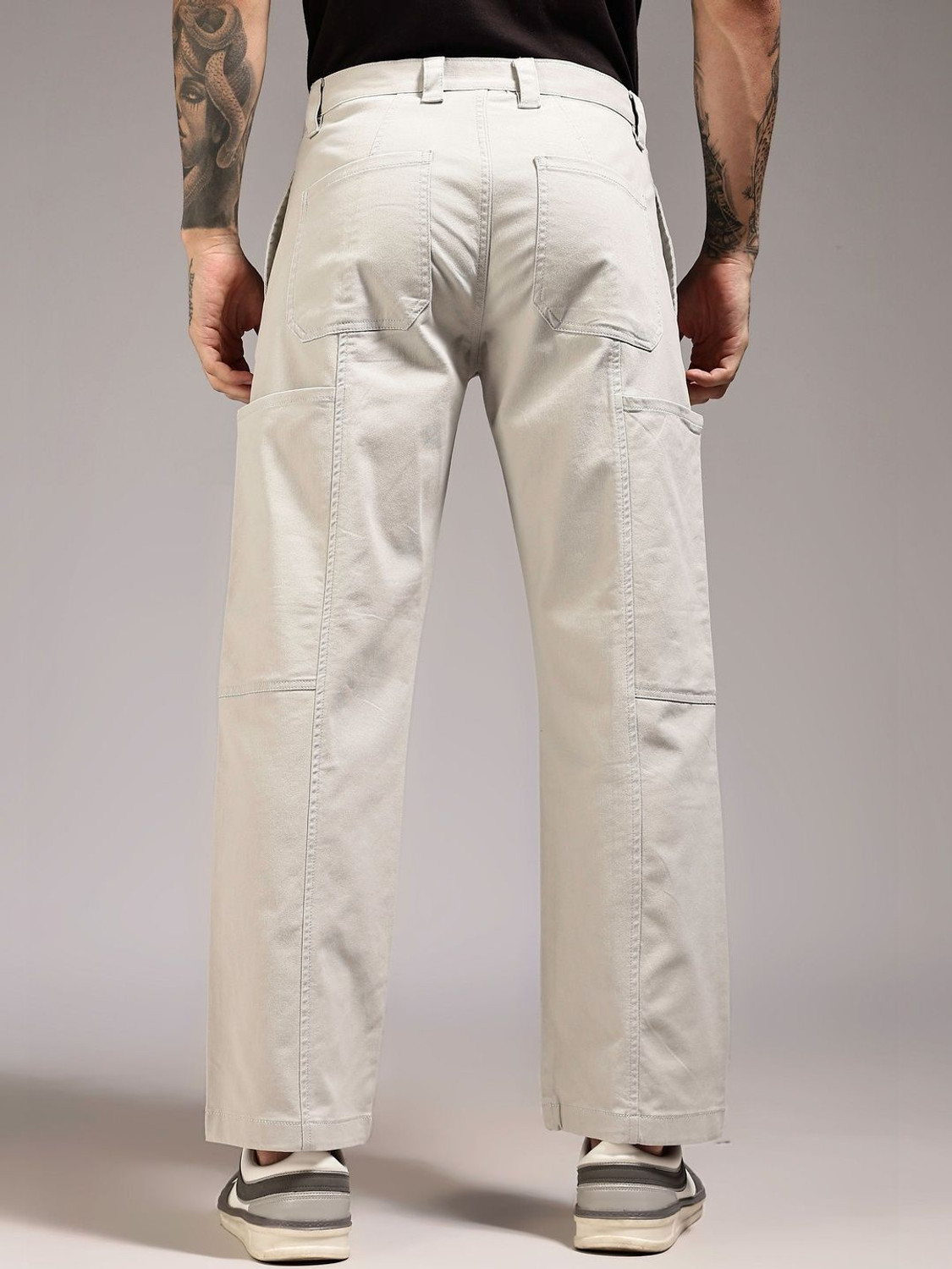 Image of HERE&NOW Pack of 6 Men Relaxed White Pure Cotton Trousers