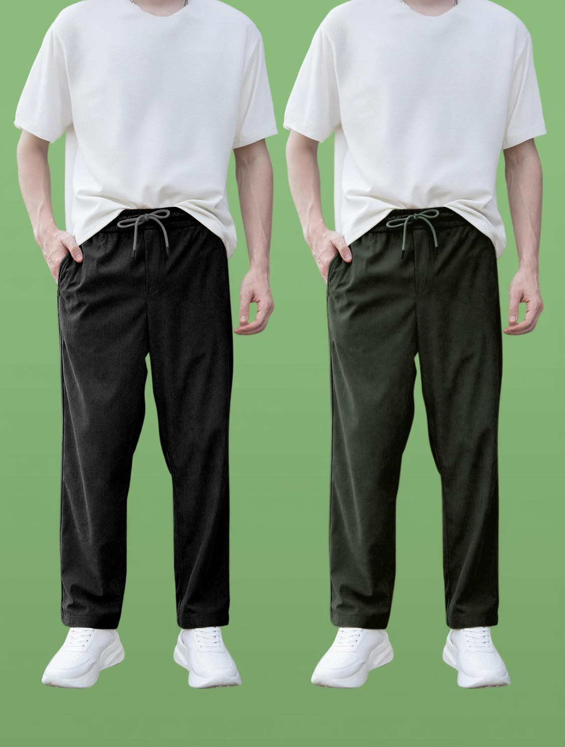 Image of Roadster Men Relaxed Multicolor Cotton Blend Trousers
