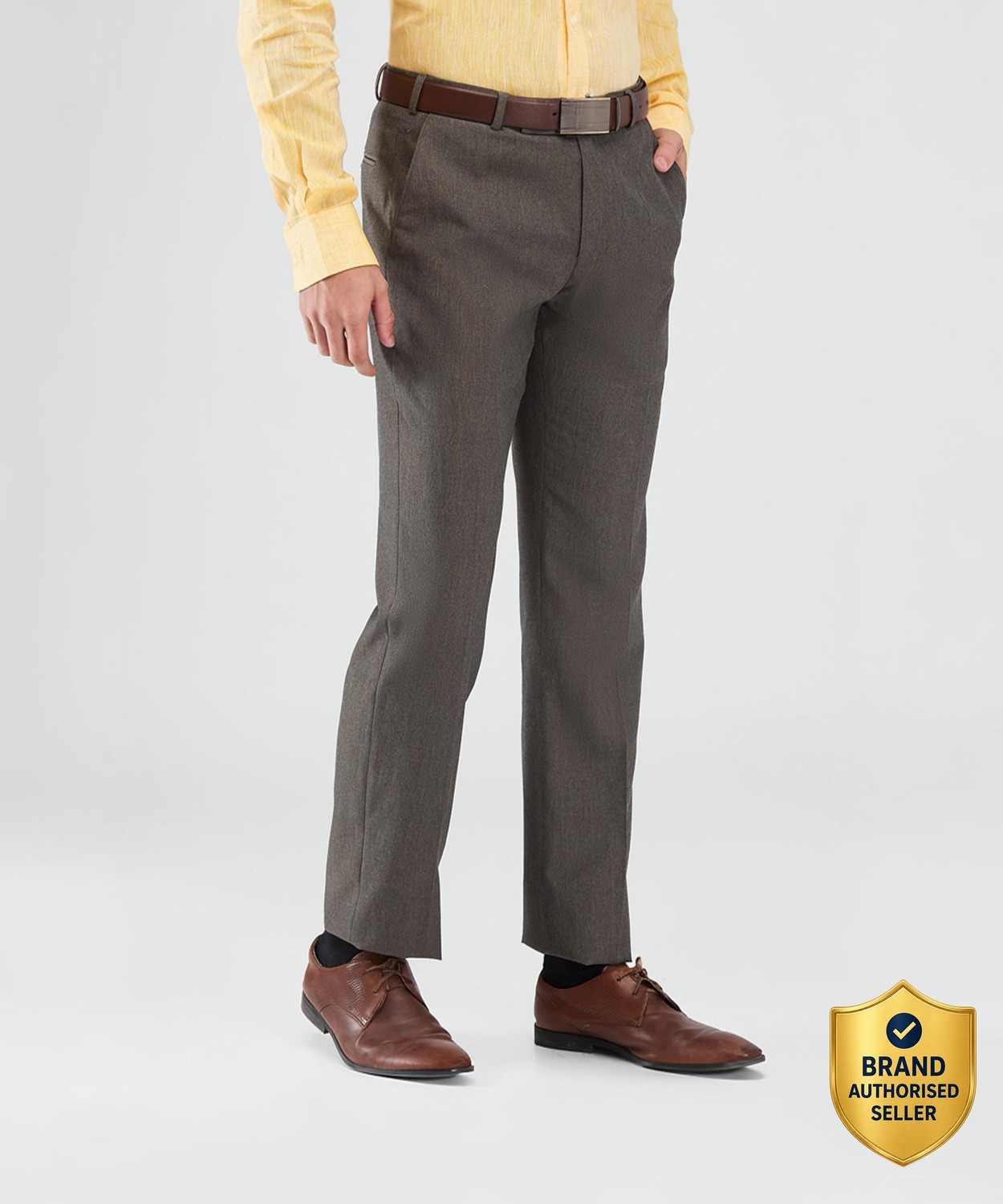 Image of PARK AVENUE Men Slim Fit Brown Viscose Rayon Trousers