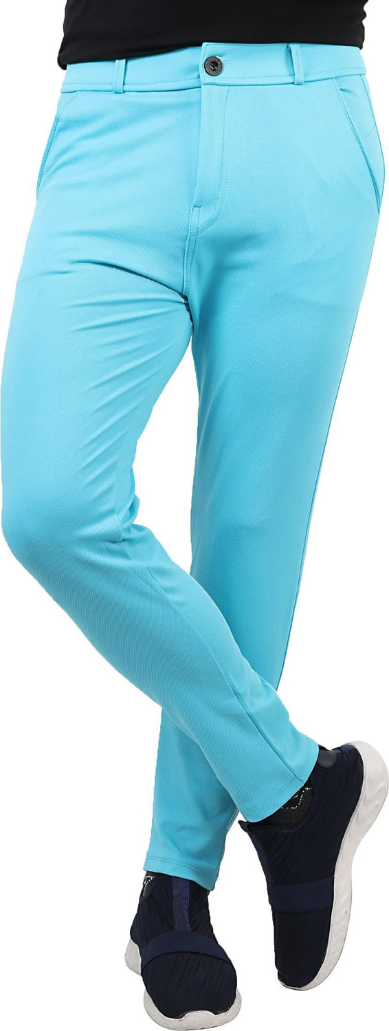 Image of Shamzah Men Regular Fit Light Blue Polycotton Trousers