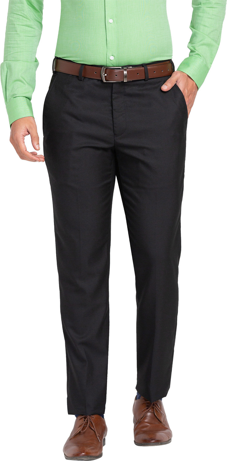Image of Raymond Men Slim Fit Brown Viscose Rayon Trousers