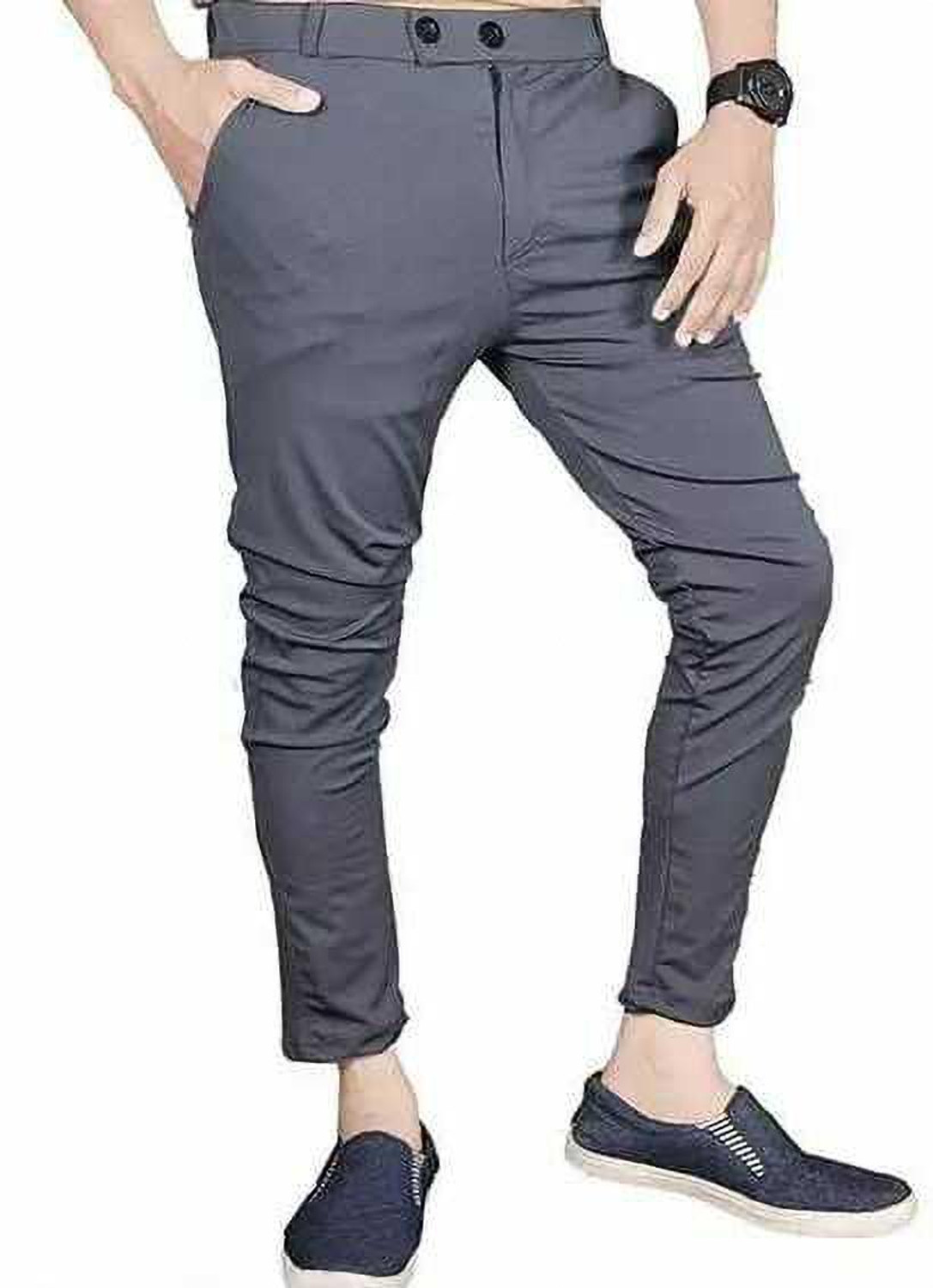 Image of AKTHREADSS Men Relaxed White Cotton Blend Trousers