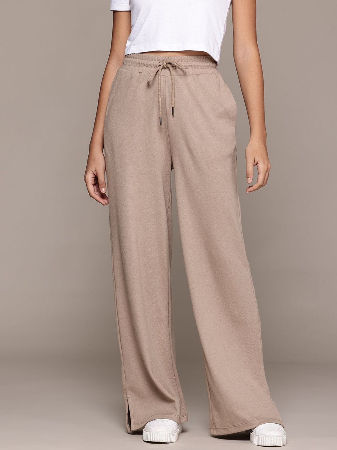 Image of Roadster Pack of 2 Women Relaxed Multicolor Cotton Blend Trousers