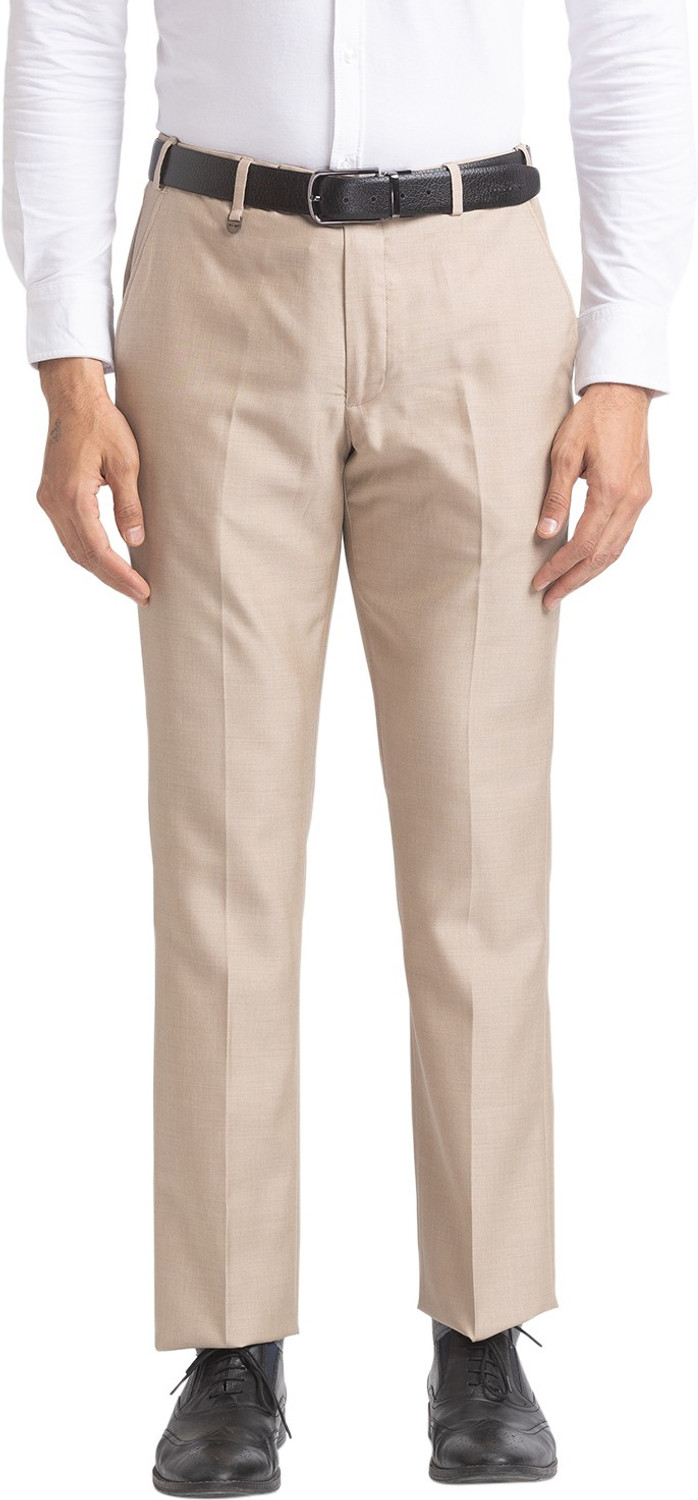 Image of PARK AVENUE Men Slim Fit Brown Viscose Rayon Trousers
