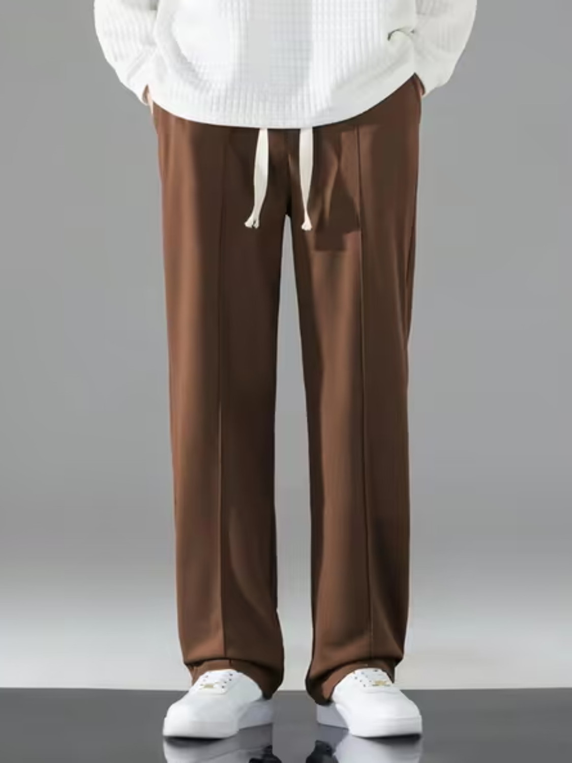 Image of COMBRAIDED Men Loose Fit Brown Corduroy Trousers