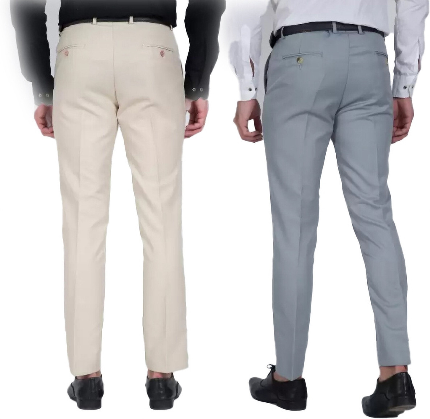 Image of Sucheh Gwalior Pack of 2 Men Regular Fit Grey Cotton Blend Trousers