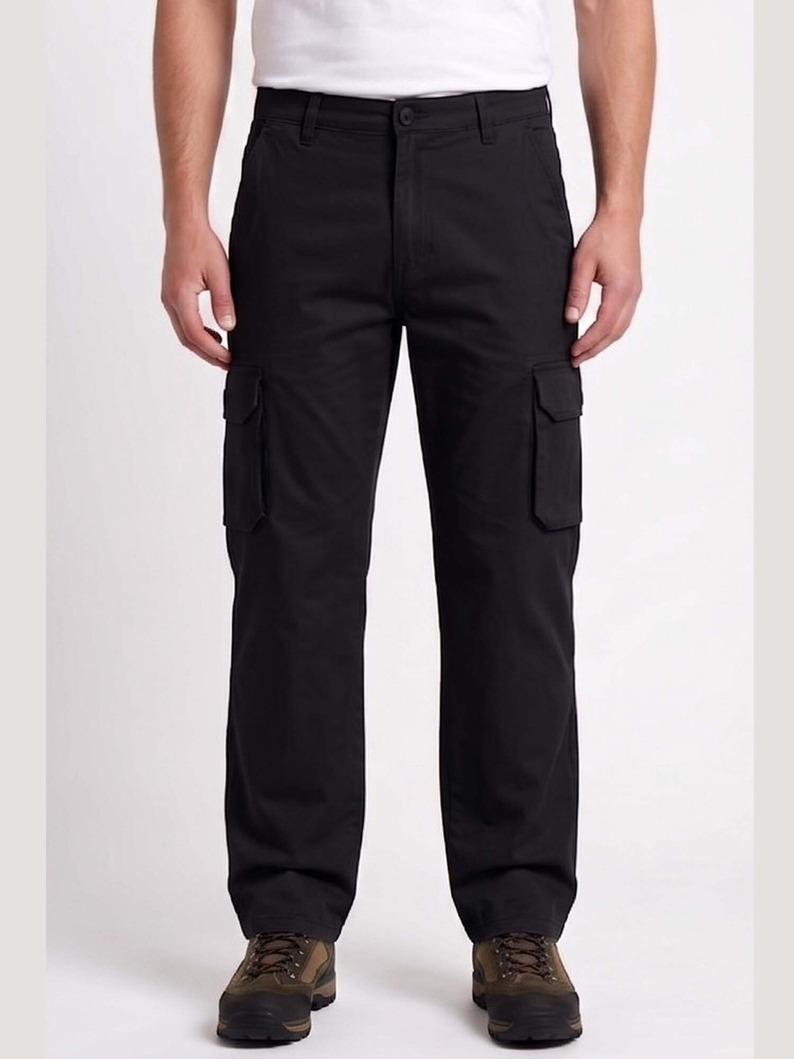 PANTOM Men Black Pure Cotton Trousers - Image 1